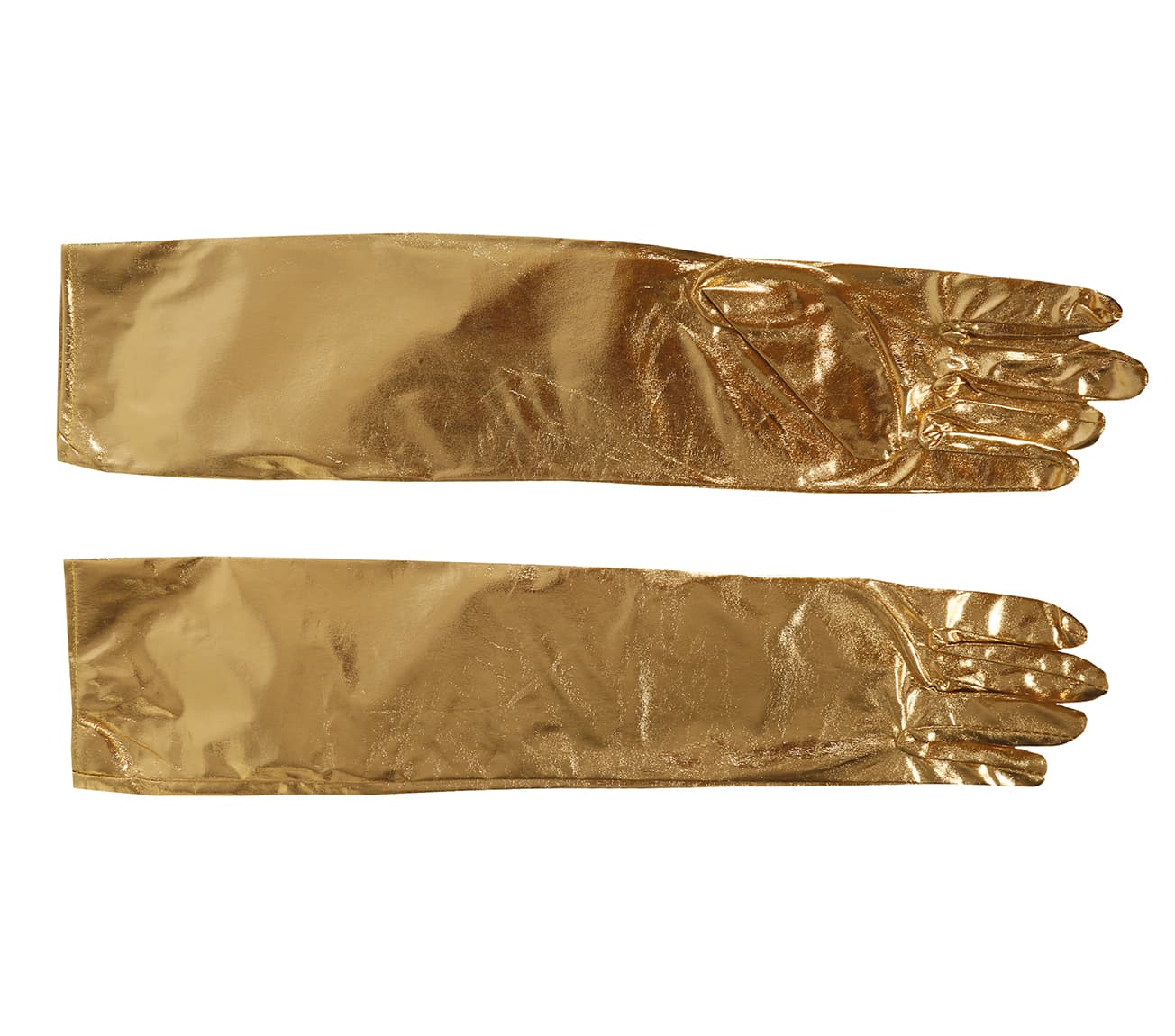Metalliske handsker, 44 cm, guld