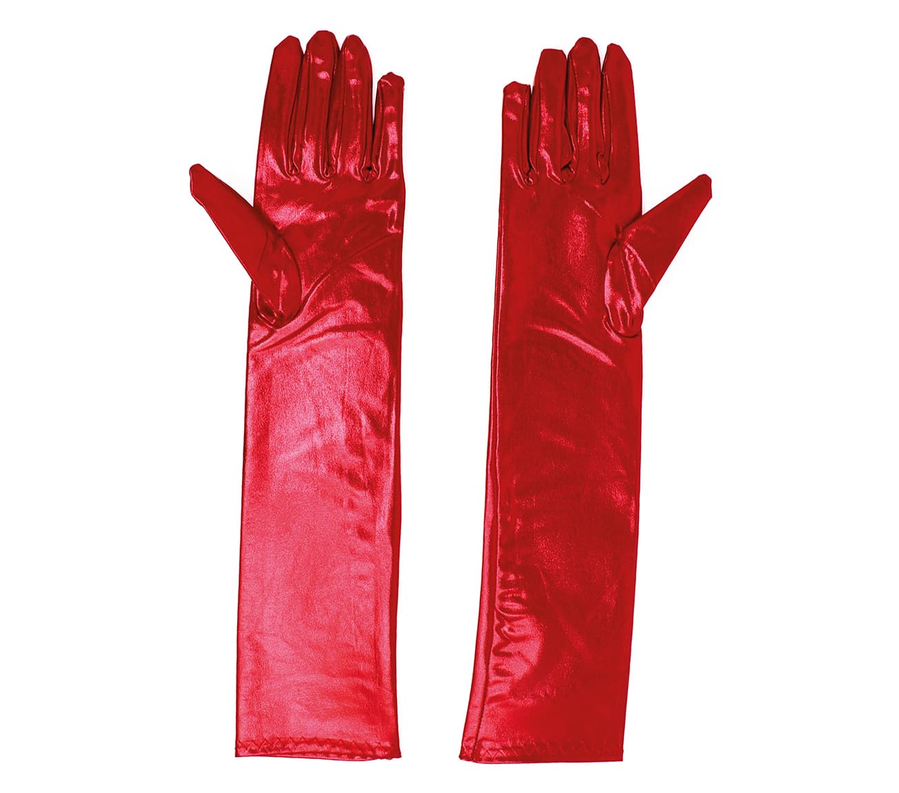 Metalliske handsker, 44 cm, rød