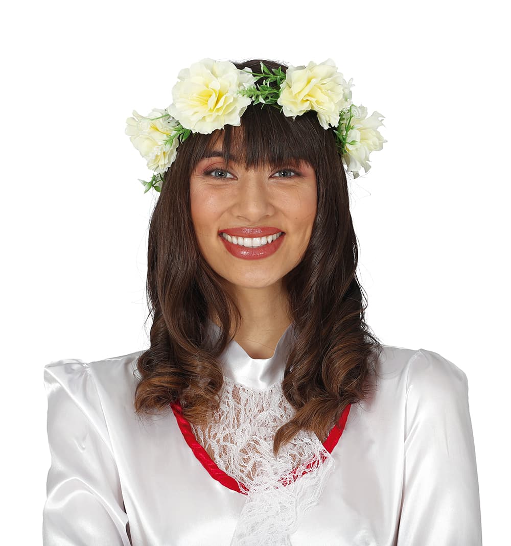 Tiara med blomster og slør