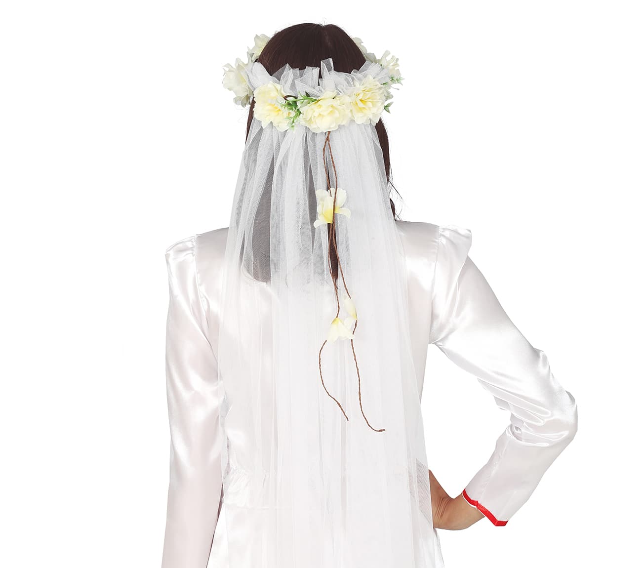 Tiara med blomster og slør