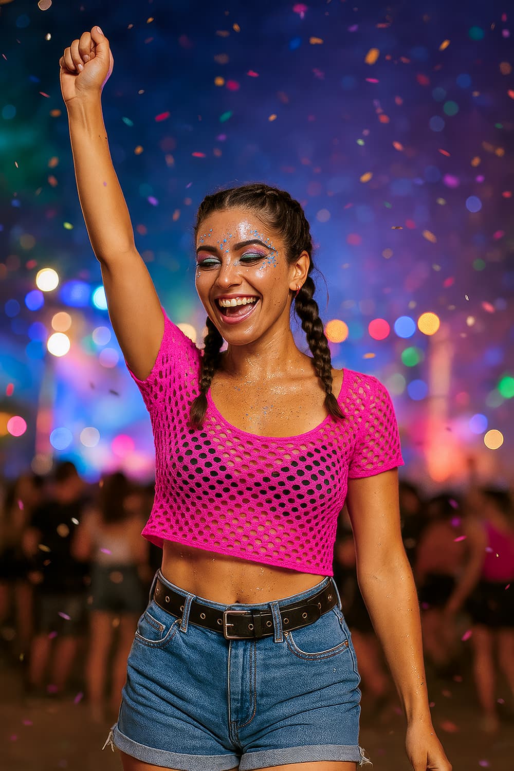 Neonpink net-T-shirt