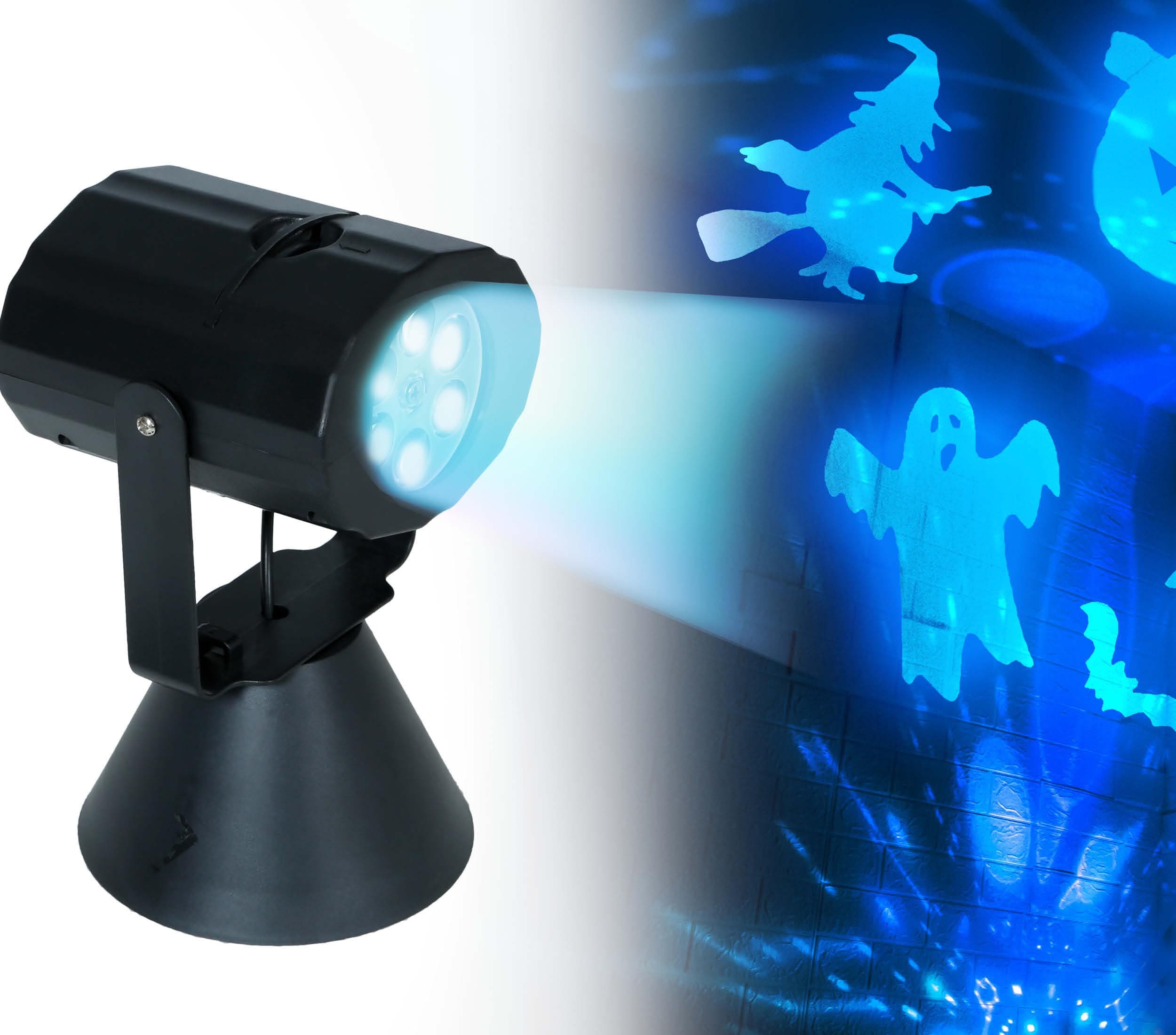 LED-projektor 20 cm med fod (batteridrevet)