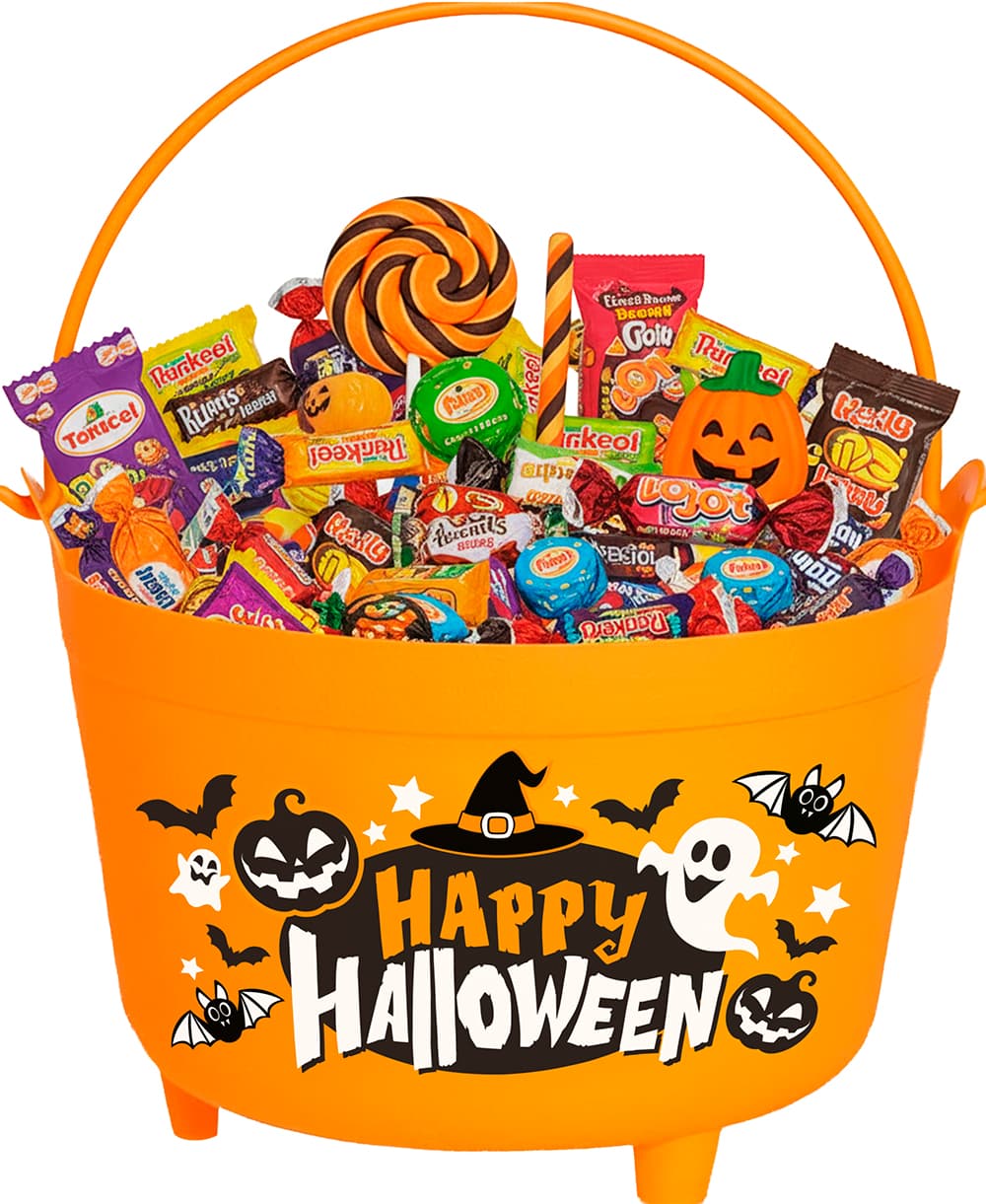 Heksegryde "Happy Halloween", 24 × 23 × 15 cm, orange
