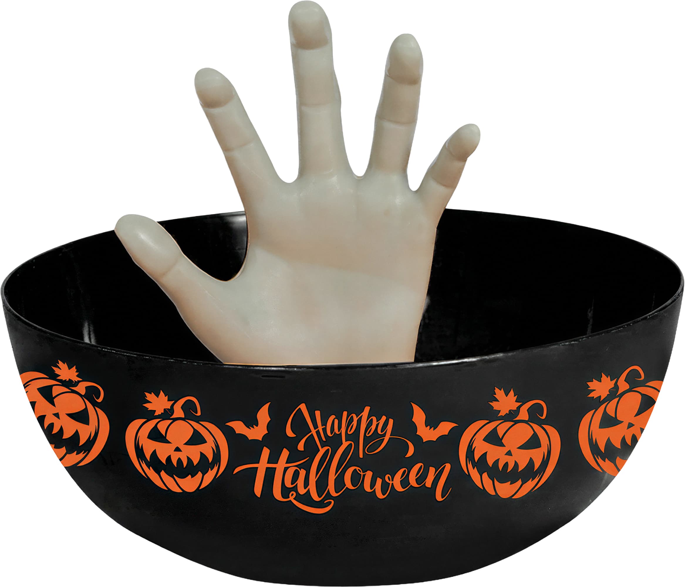 Skål "Happy Halloween" med hånd, 25 cm