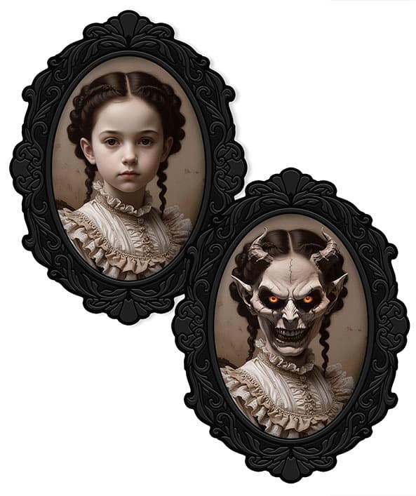Gyserbillede med djævelinde, 35 × 48 cm, PVC