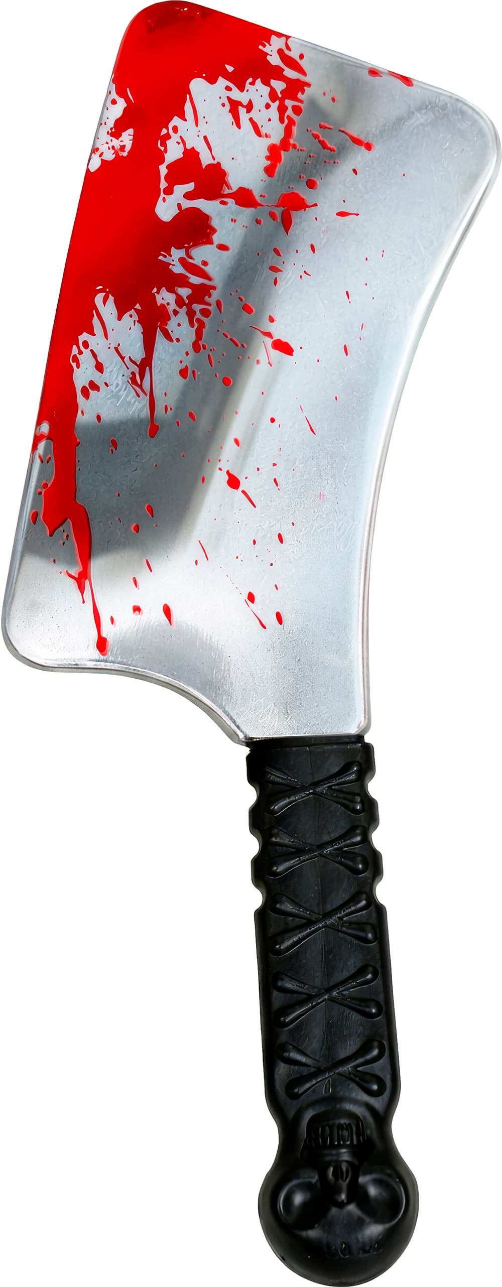 Slagterkniv med metaleffekt og blod, 33 cm