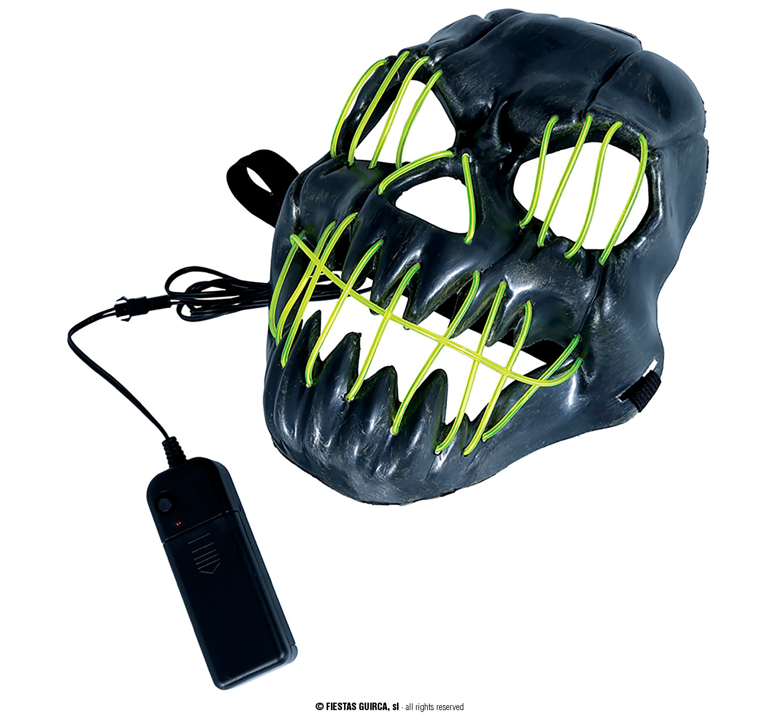 Sort smilende maske med lys, PVC
