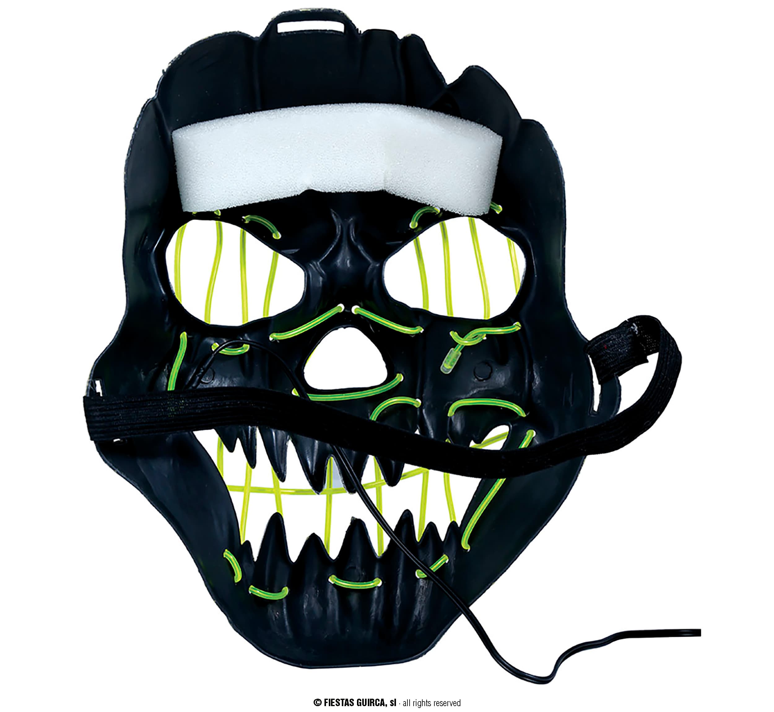 Sort smilende maske med lys, PVC