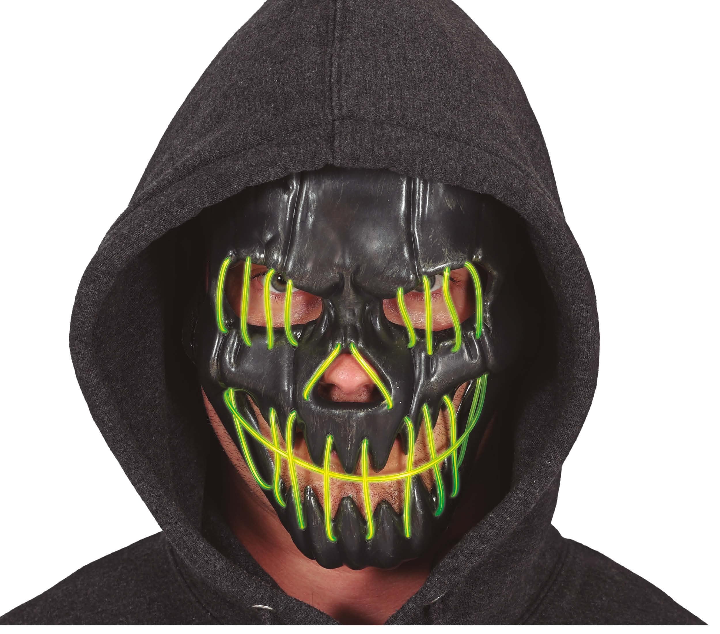 Sort smilende maske med lys, PVC