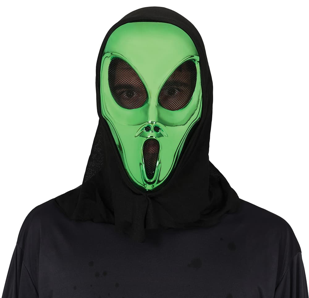 Alien-maske med hætte, PVC