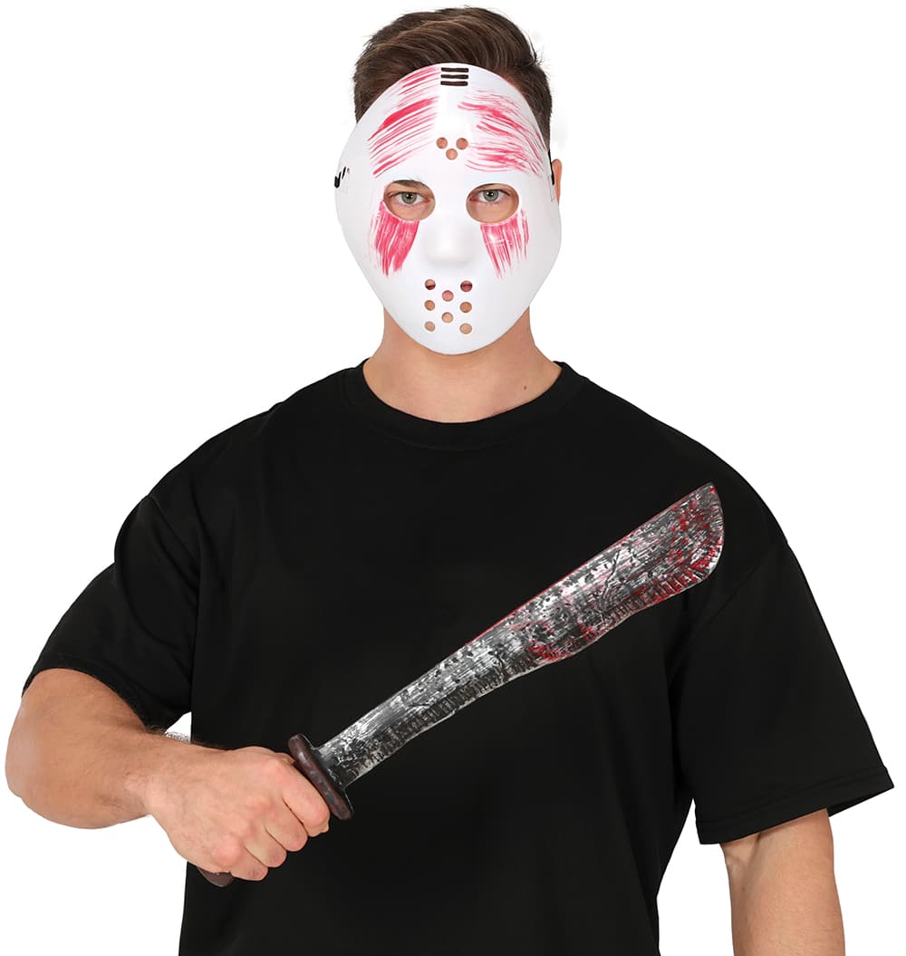 Hvid maske med machete, PVC