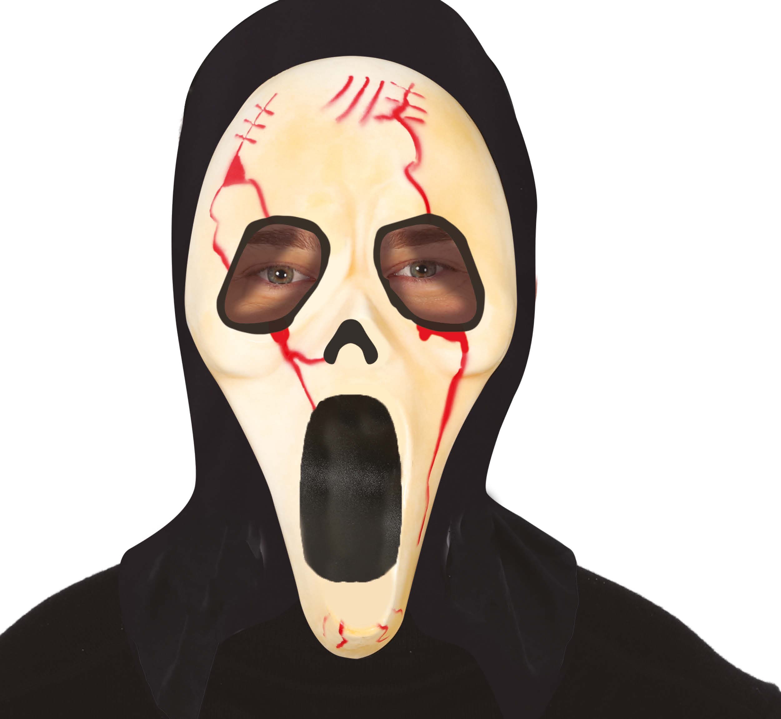 Blodig mordermaske med hætte, PVC