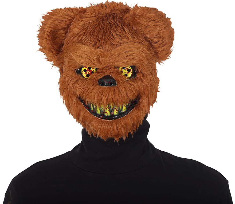 Horror-bjørnemaske med pels, PVC