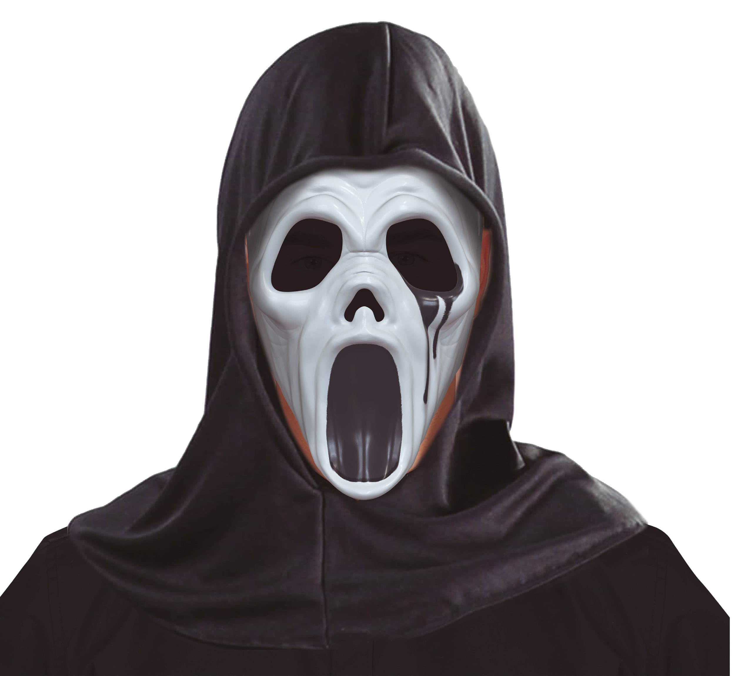 Dræbermaske med hætte, PVC, hvid