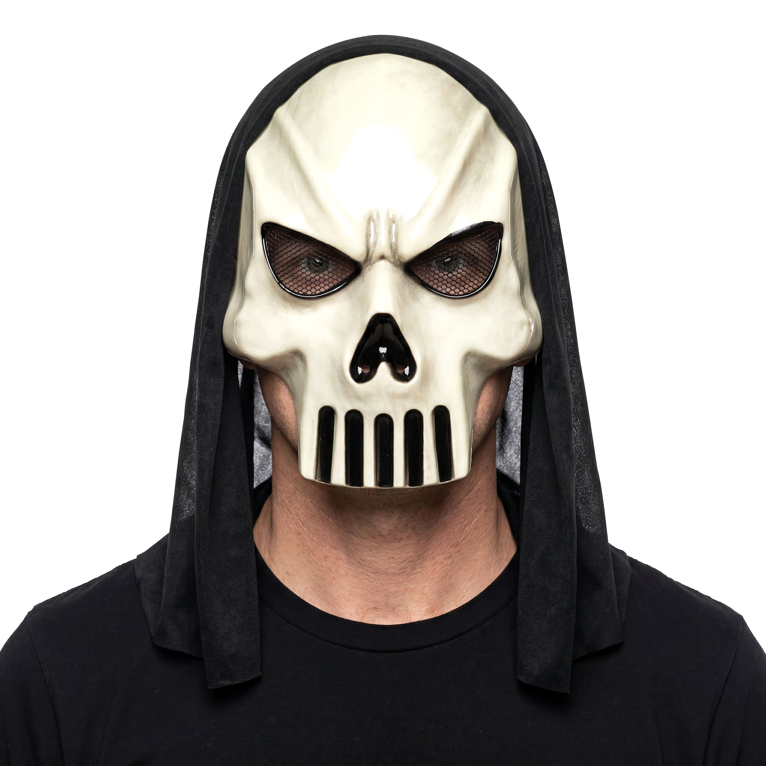 Spøgelseskranie-maske med hætte i PVC