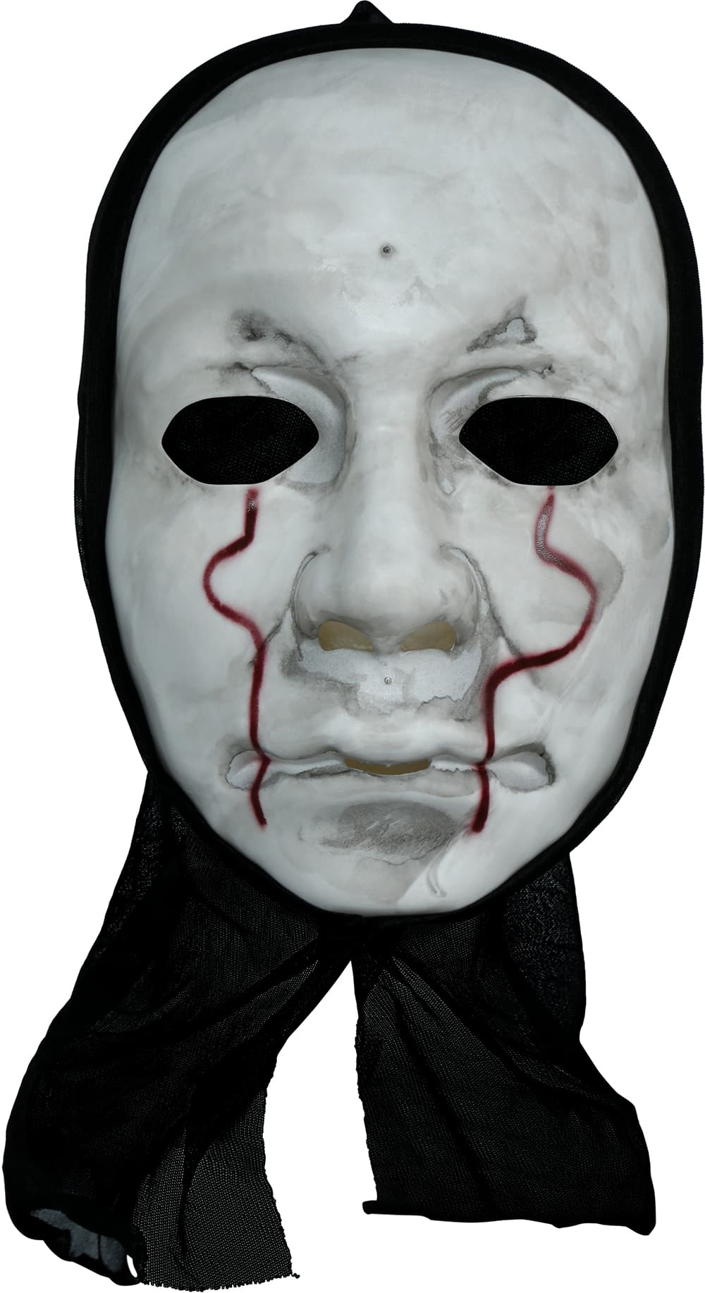 Dræbermaske med hætte, PVC, hvid og sort