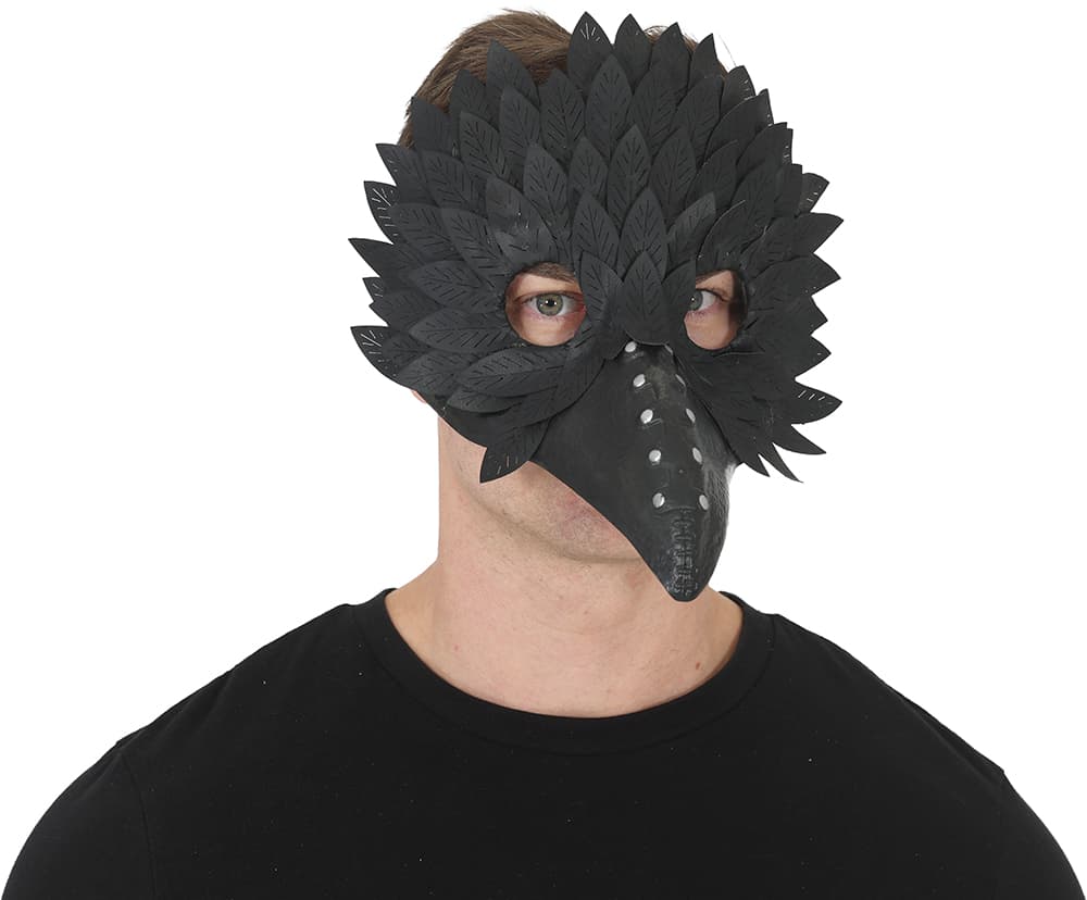 Sort maske med fjer, PVC