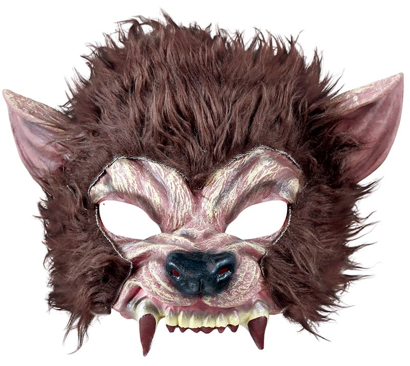 Halvmaske, ulv med hår, latex