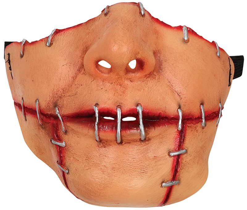 Halvmaske med syet mund, latex