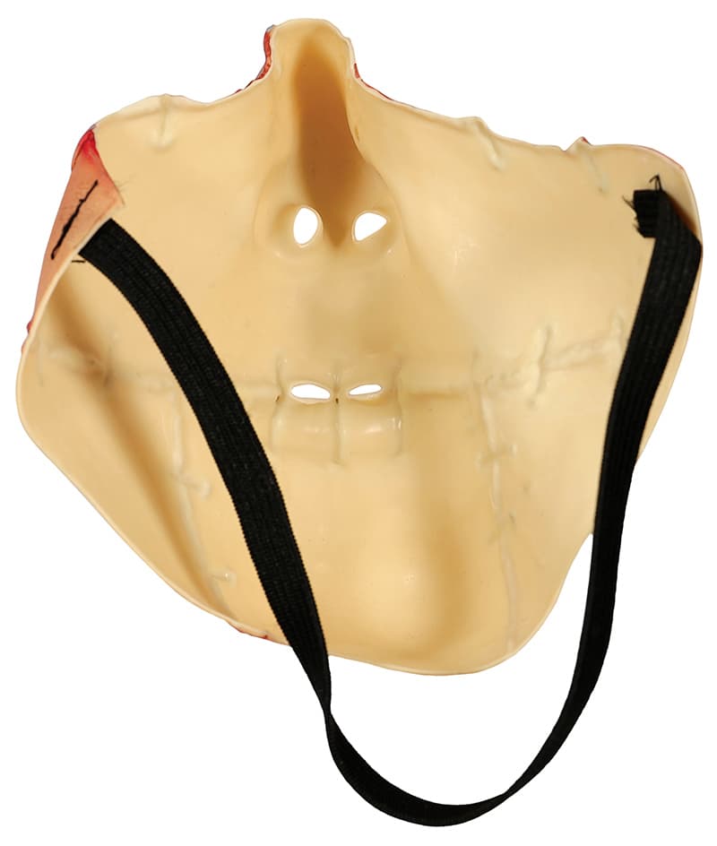 Halvmaske med syet mund, latex