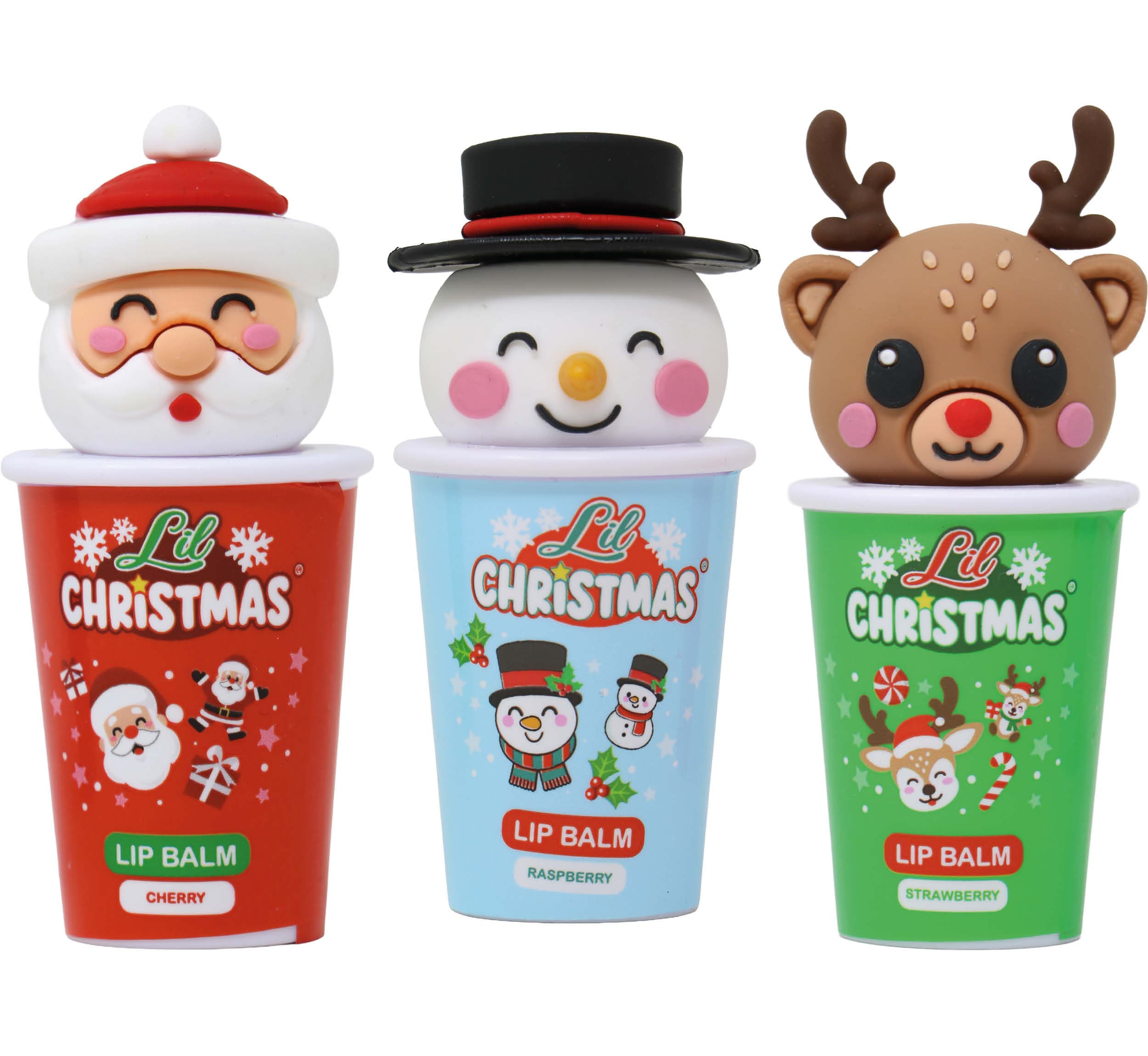 Lil Xmas læbepomade til børn, assorterede motiver, grøn, blå og rød