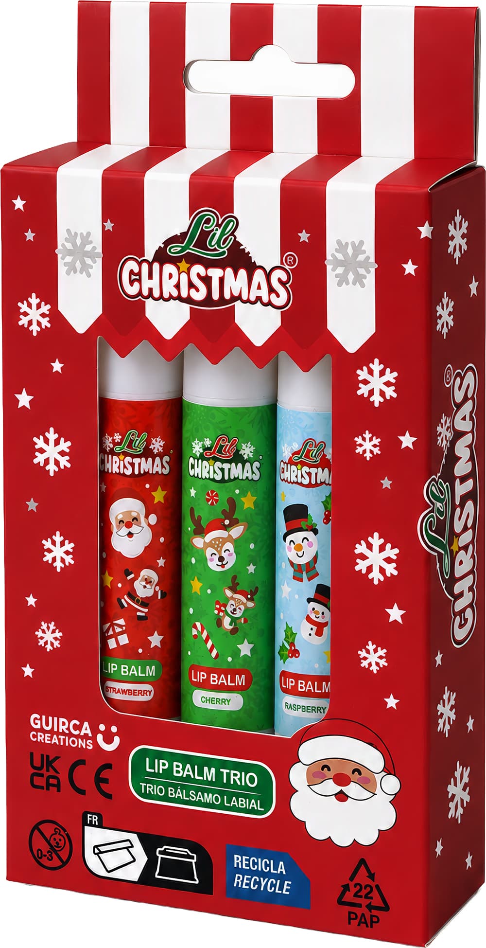 Lil Xmas læbepomadetrio til børn, assorterede motiver