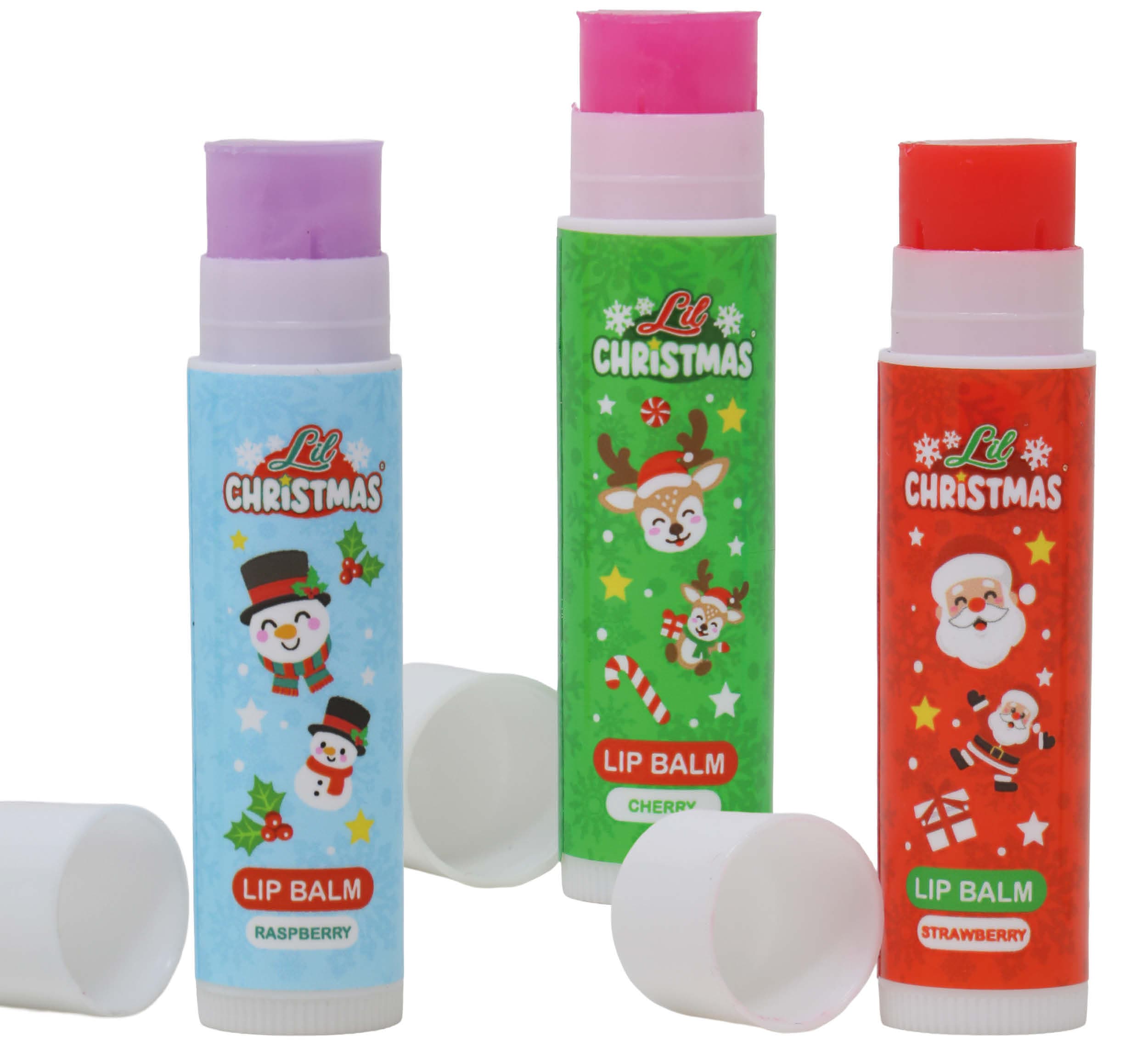 Lil Xmas læbepomadetrio til børn, assorterede motiver