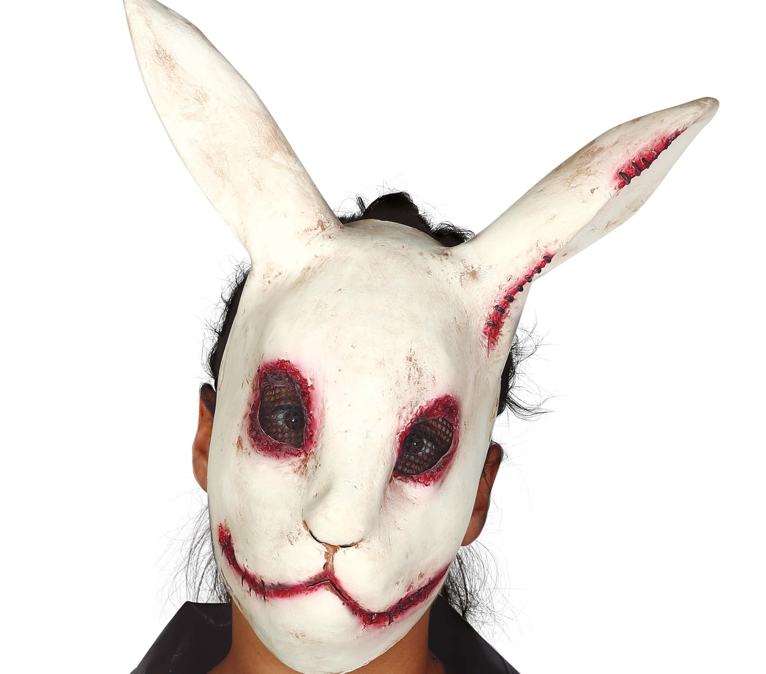 Uhyggelig kaninmaske i latex