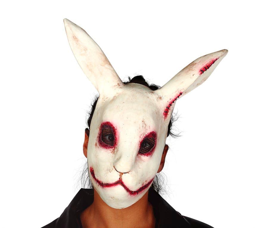 Uhyggelig kaninmaske i latex