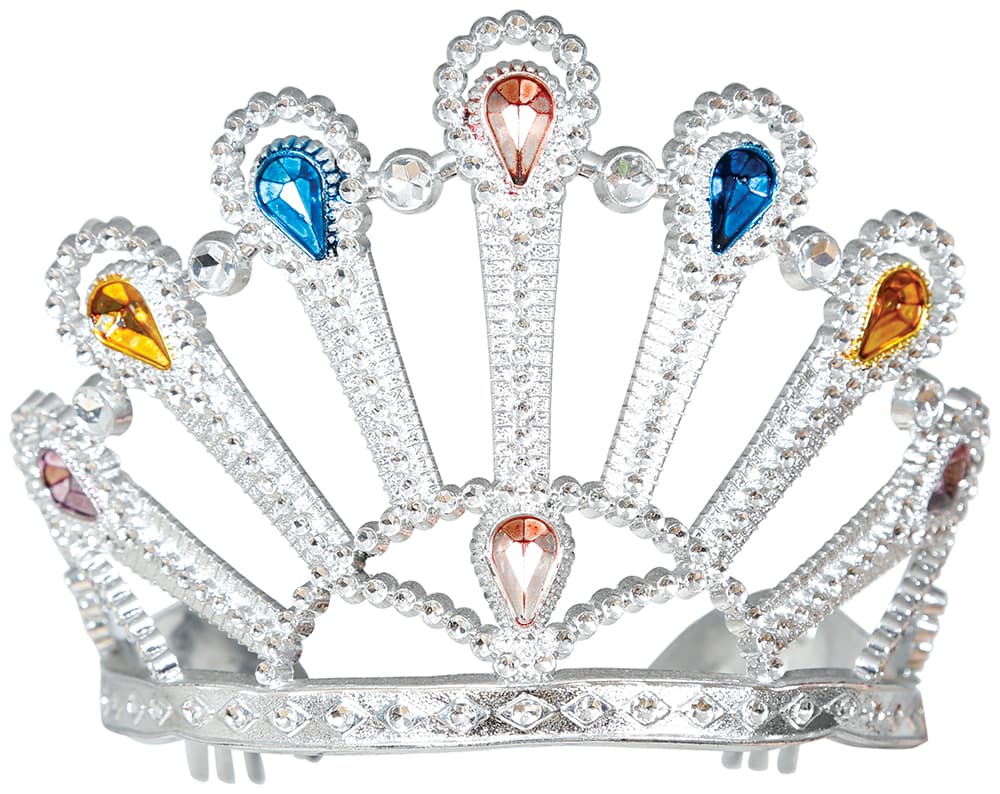 Sølvfarvet tiara med ædelsten til børn, ca. 5,1 cm