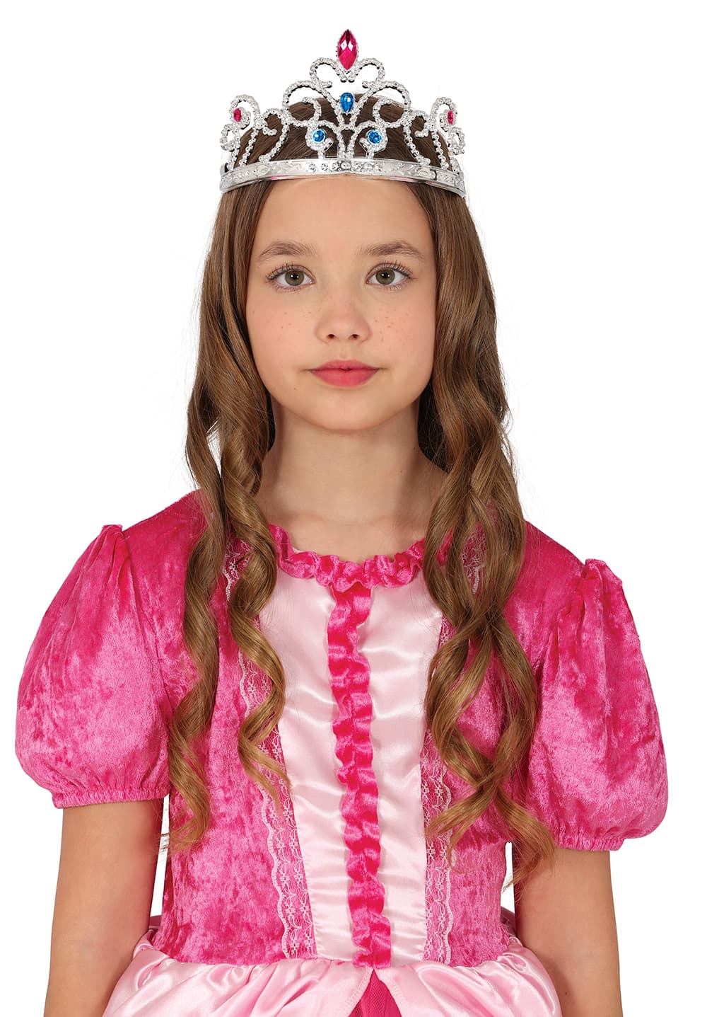 Sølvfarvet tiara med ædelsten til børn, ca. 10,8 cm