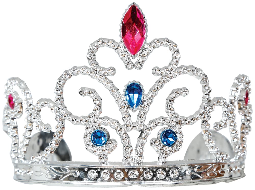 Sølvfarvet tiara med ædelsten til børn, ca. 10,8 cm
