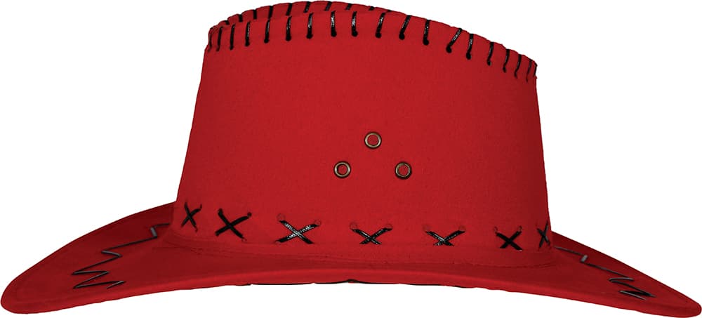 Rød cowboyhat i ruskindslook, til voksne