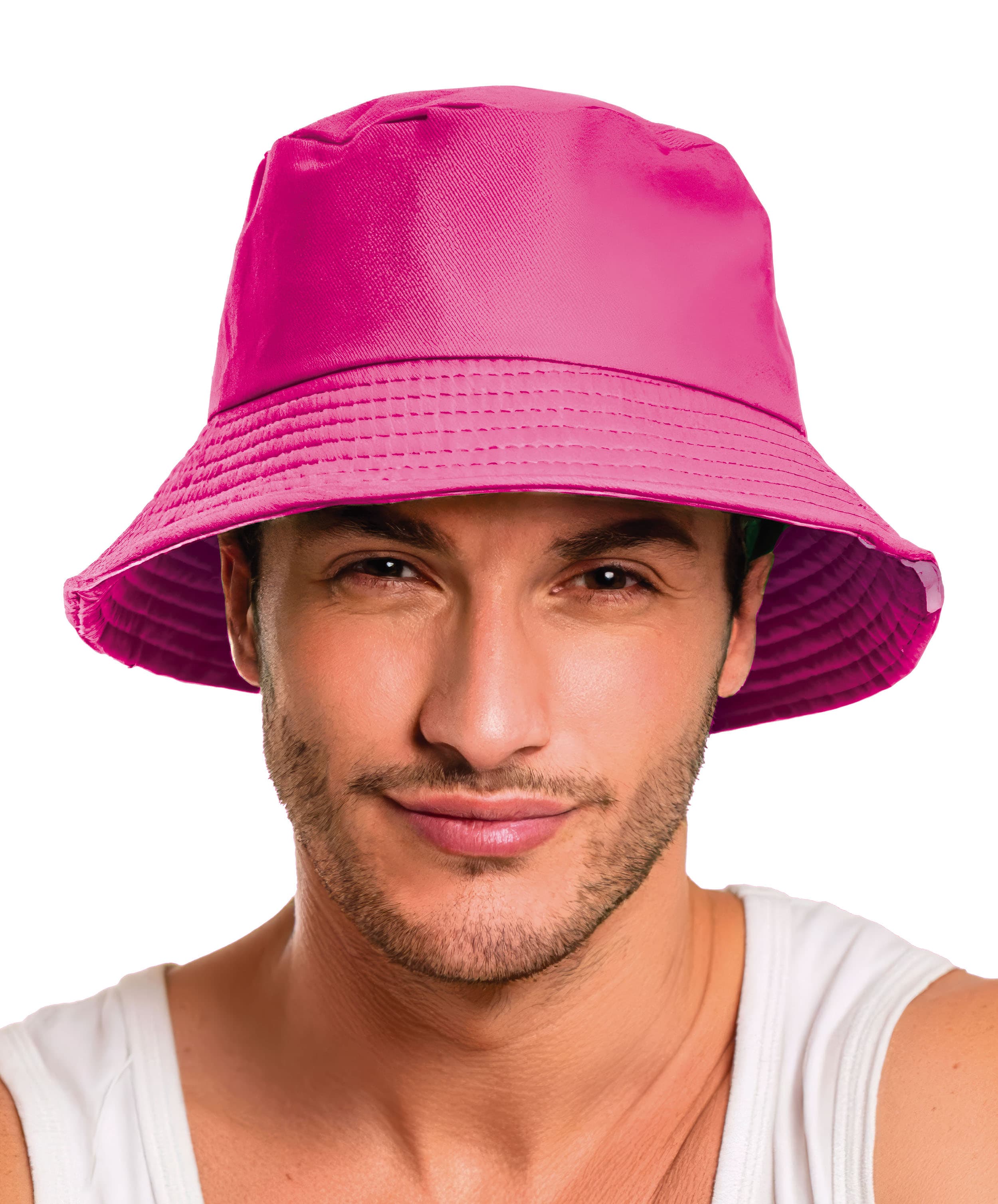 Neonpink bøllehat til voksne