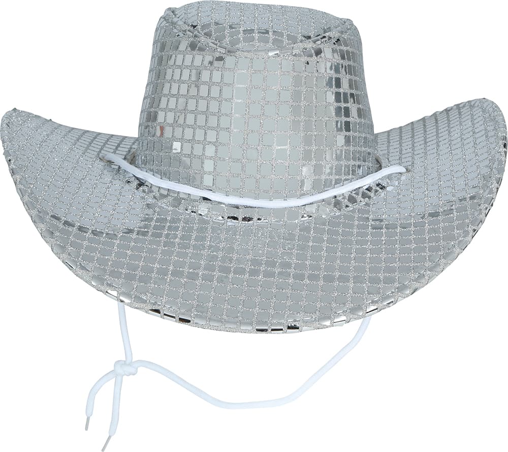 Sølvfarvet 80'er-disco-cowboyhat til voksne