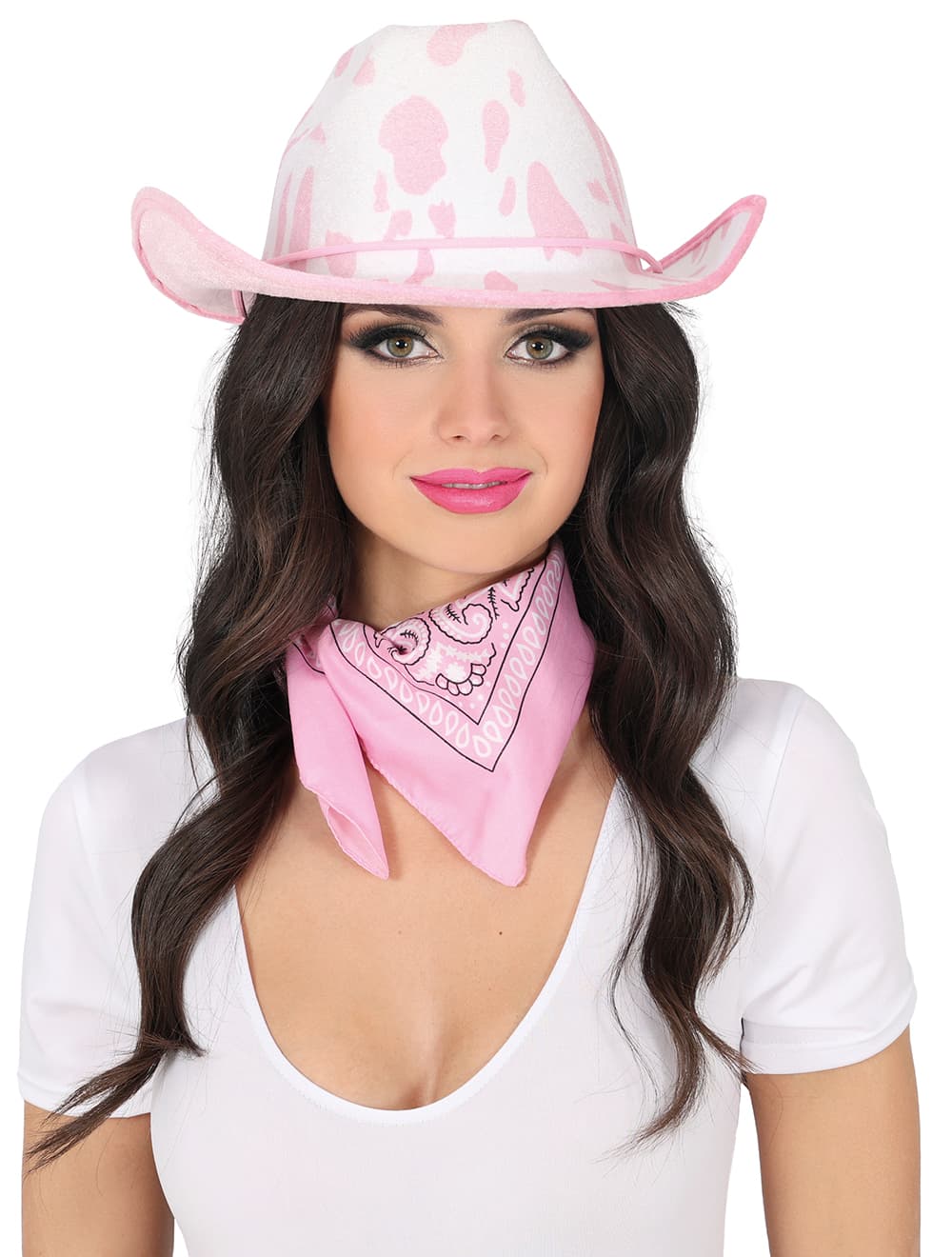Hvid og lyserød cowboyhat til voksne