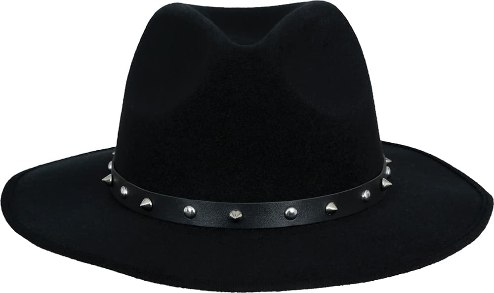 Sort cowboyhat i filt med nitter til voksne