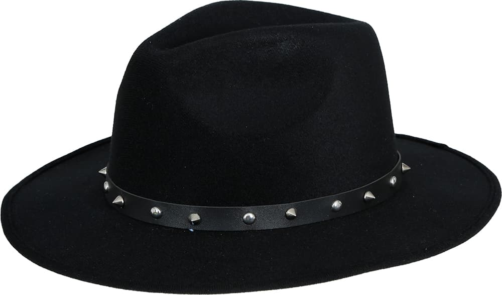 Sort cowboyhat i filt med nitter til voksne