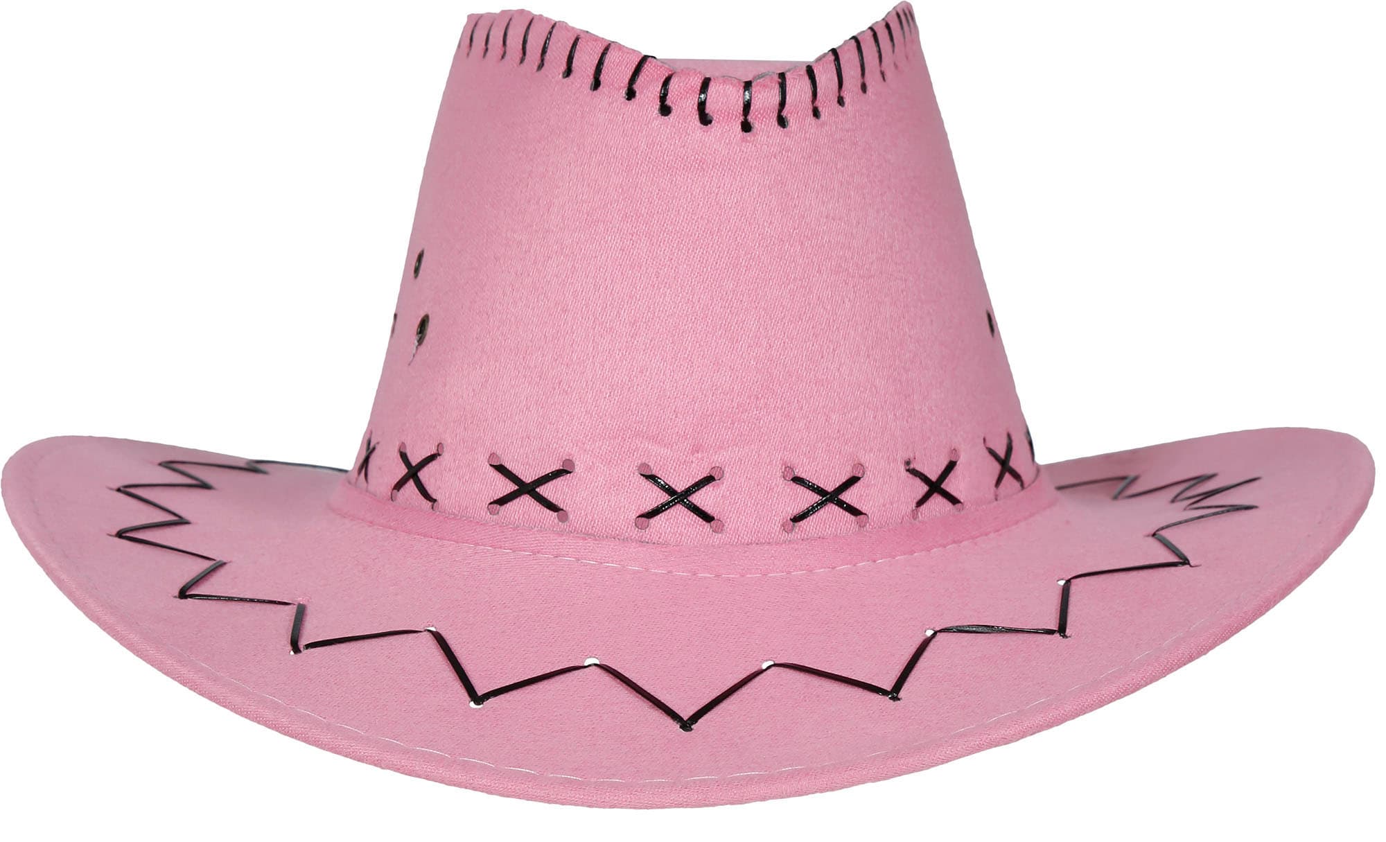 Lyserød cowboyhat i imiteret læder, til børn