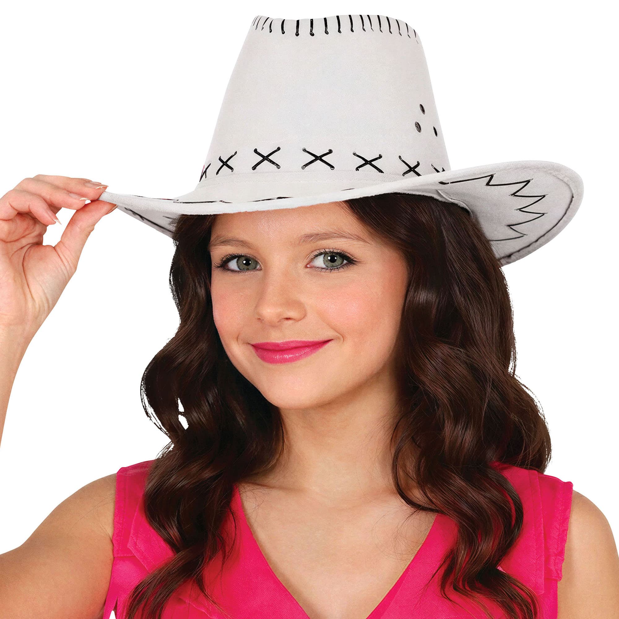 Hvid cowboyhat i imiteret læder til børn