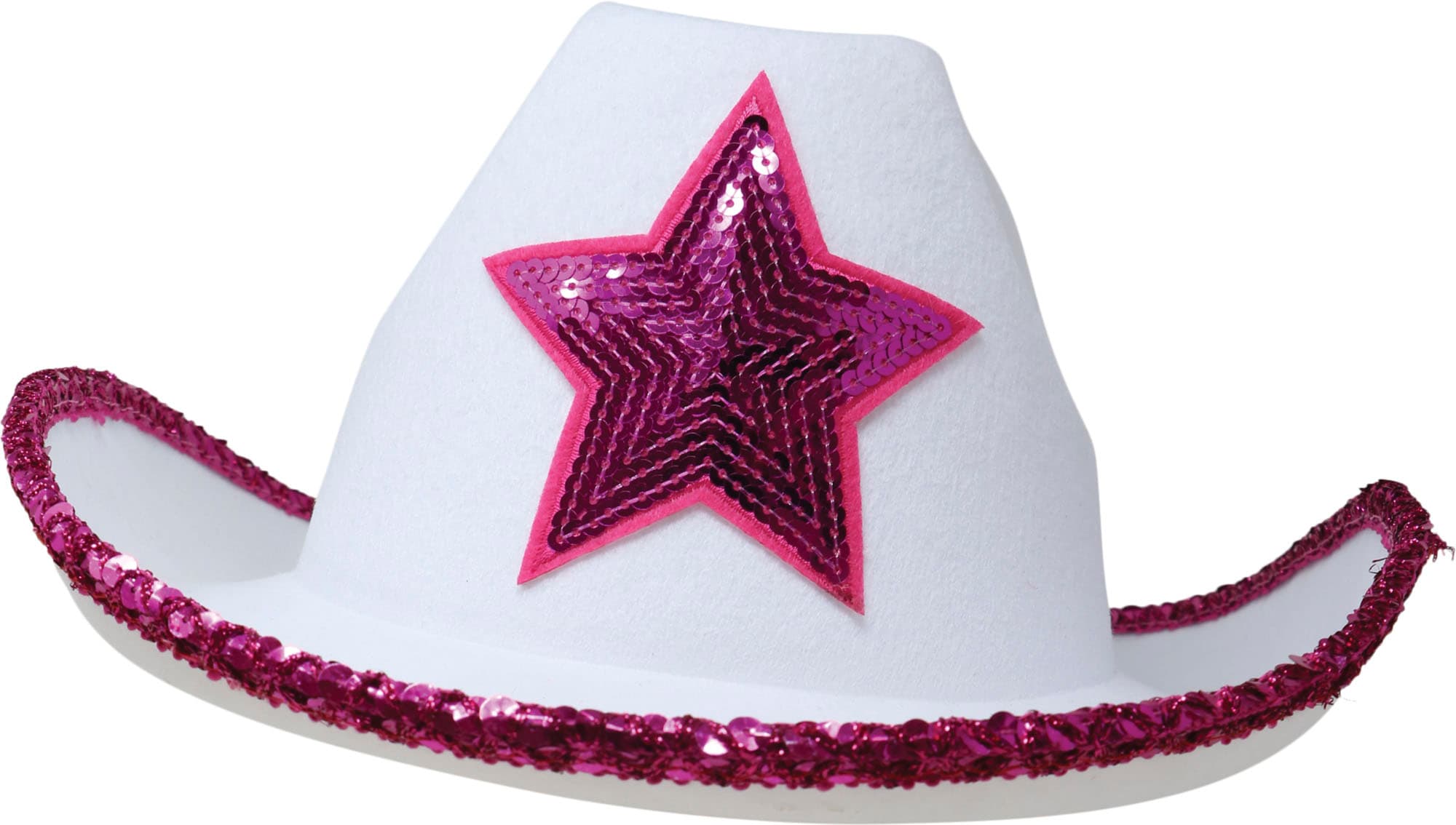 Cowboyhat i filt med stjerne, hvid