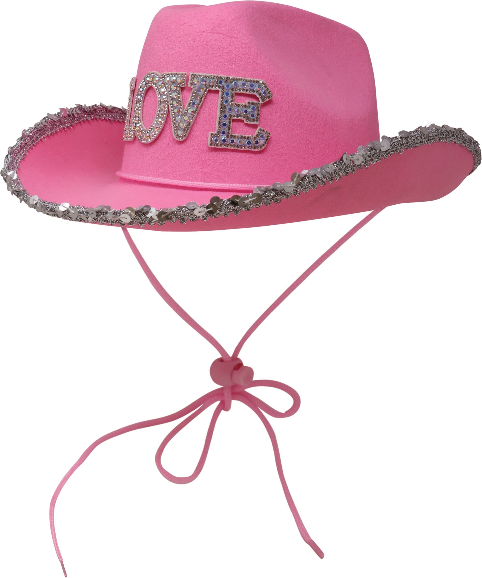 Cowboyhat "Love" i filt, lyserød
