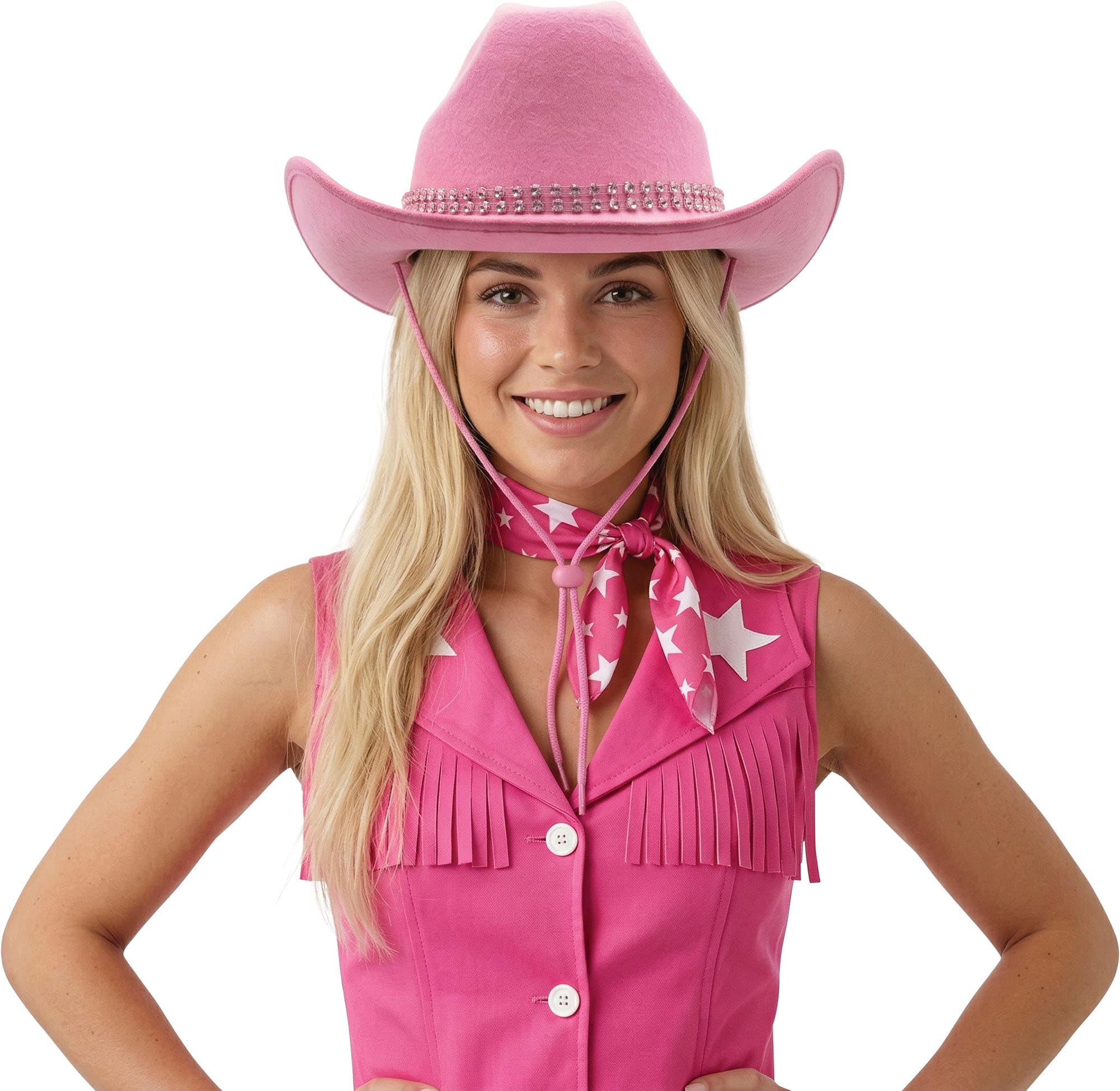 Cowboyhat i filt med rhinsten, lyserød