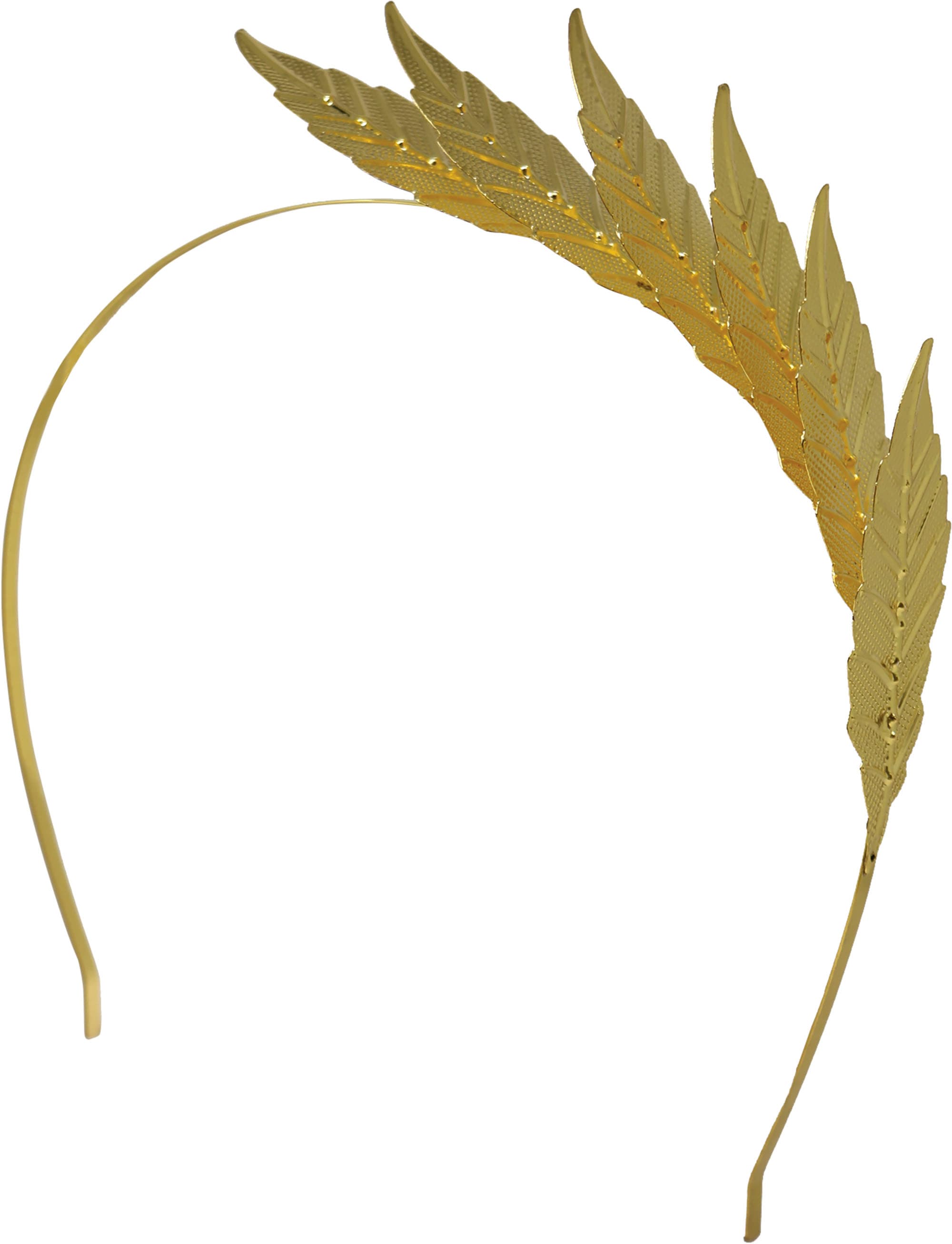 Metallisk diadem med blade, guld
