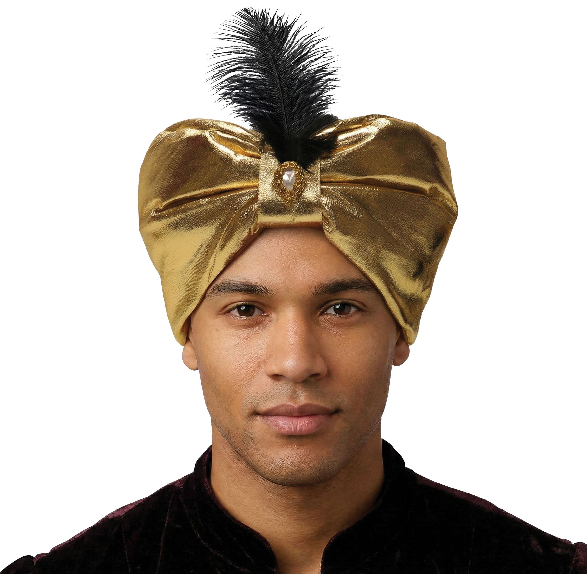 Guldfarvet maharaja-turban i stof