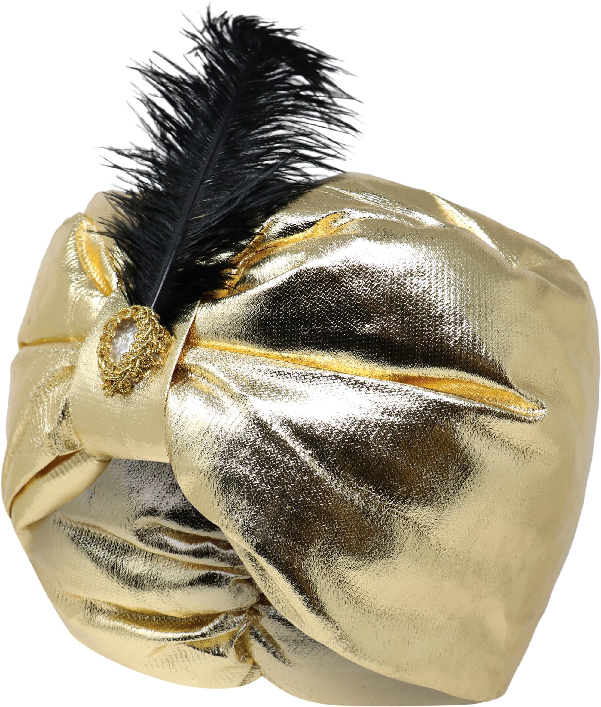 Guldfarvet maharaja-turban i stof