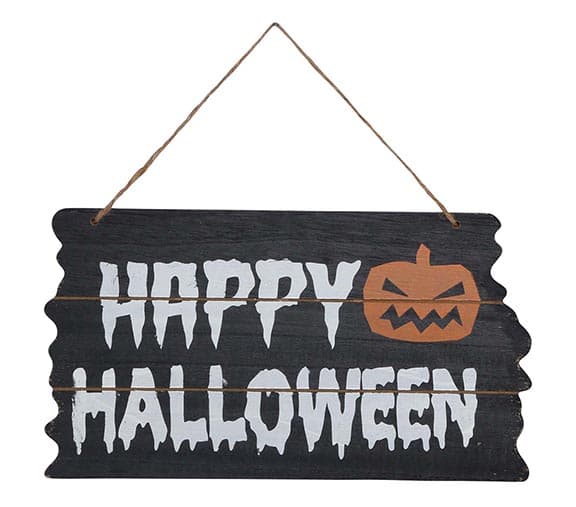 Skilt "Happy Halloween", træ, 34 × 19 cm