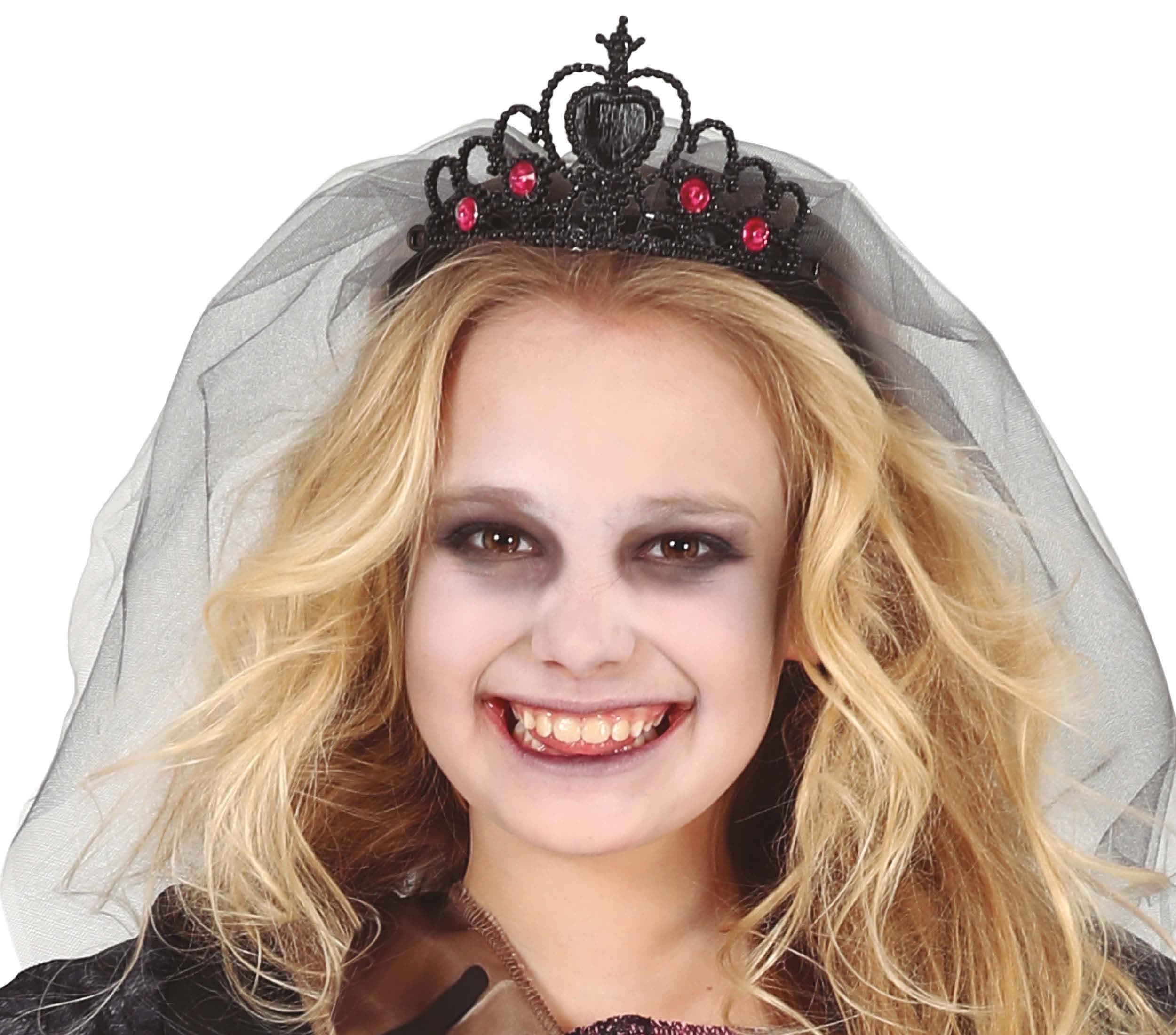 Sort prinsessetiara med slør