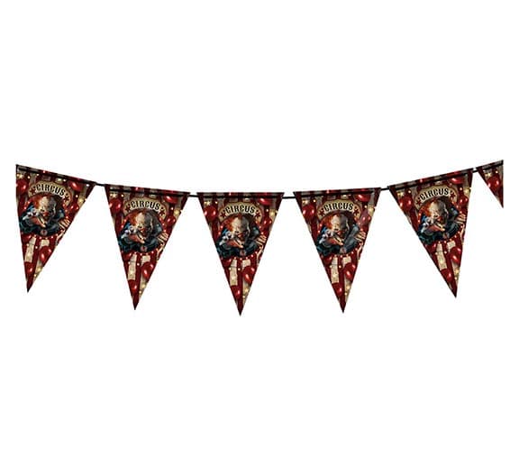 Klovne-vimpelguirlande, 300 cm, 19 × 27 cm, papir
