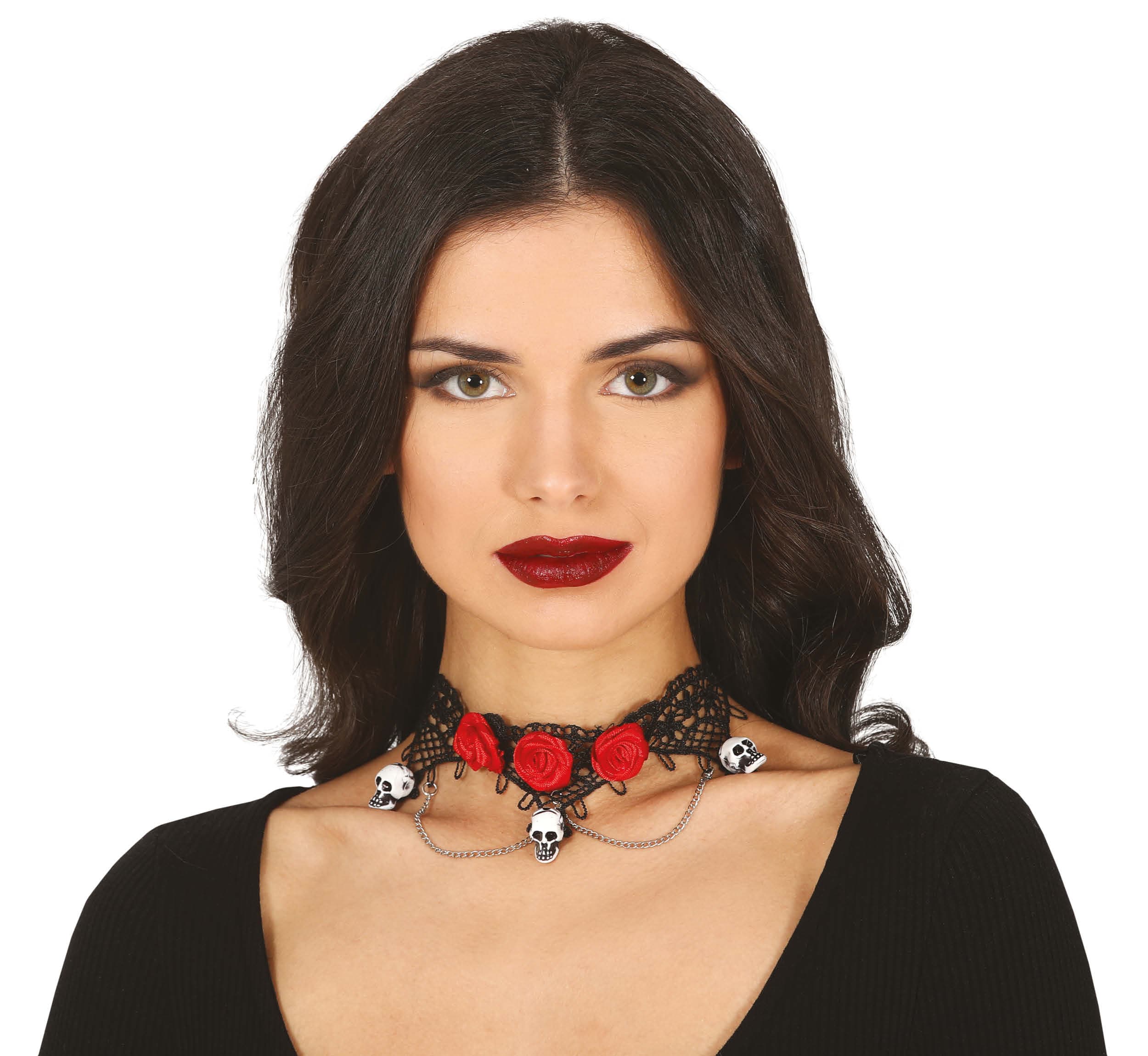 Choker med kranier og roser